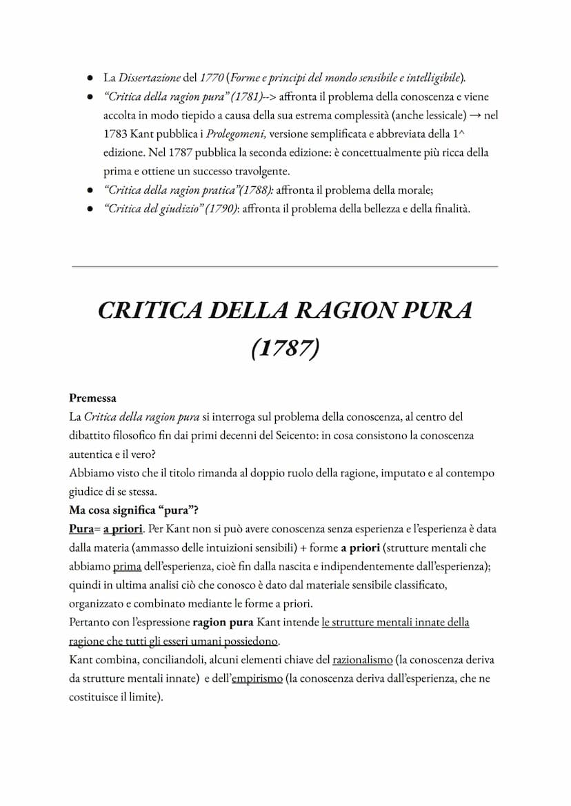 IMMANUEL KANT
Kant e l'illuminismo
Il pensiero di Immanuel Kant, pur essendo estremamente originale, si colloca nel clima
culturale dell'ill