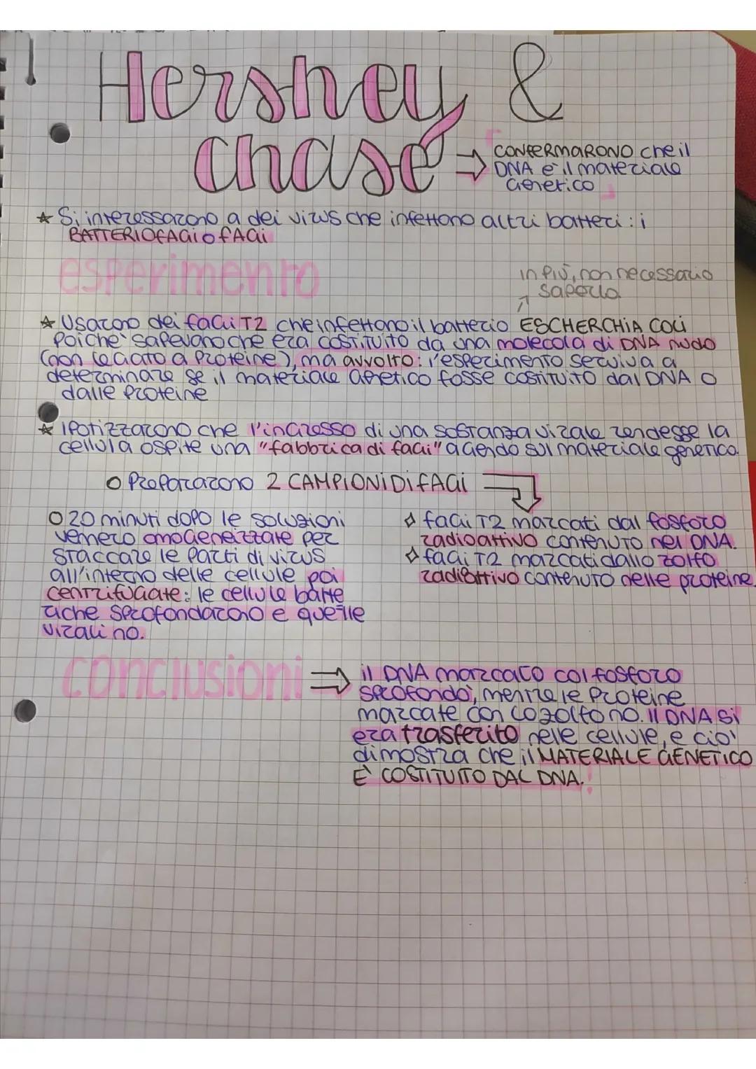Hershey &
chase +
*Si interessarono a dei vizus che infettono altri batted: i
BATTERIOFAGI of Aai
CONFERMARONO che il
DNA el materiale
Genet