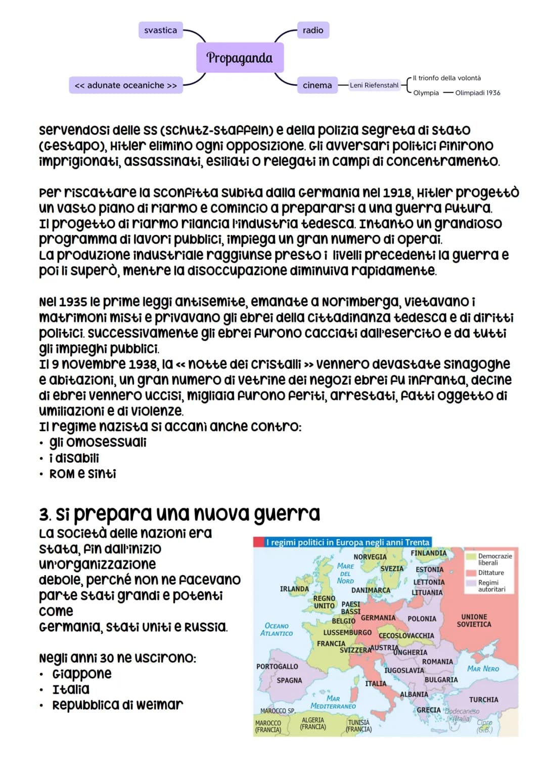 Il nazismo
1. La debole repubblica di weimar e l'ascesa di Hitler
Dopo la prima guerra mondiale la Germania divenne una repubblica
democrati
