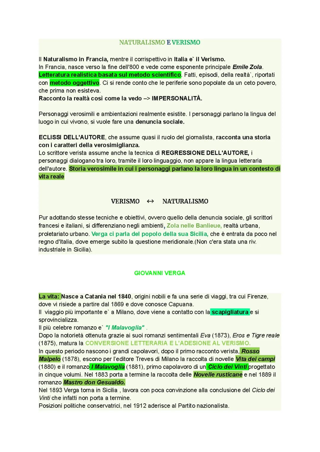 Naturalismo e Verismo: Differenze, Riassunti e Schema - Verga e le sue Opere Principali