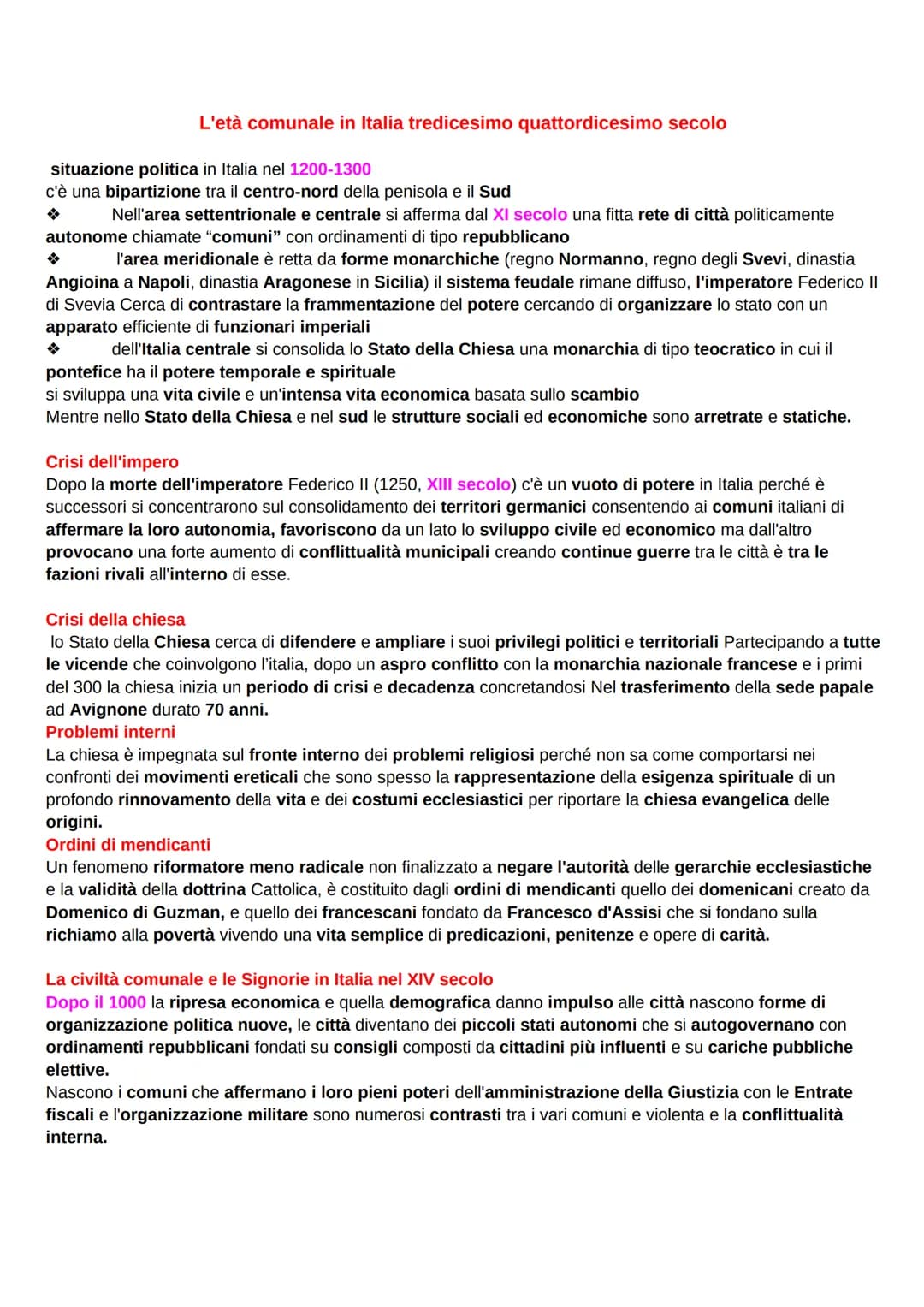 L'età comunale in Italia tredicesimo quattordicesimo secolo
situazione politica in Italia nel 1200-1300
c'è una bipartizione tra il centro-n