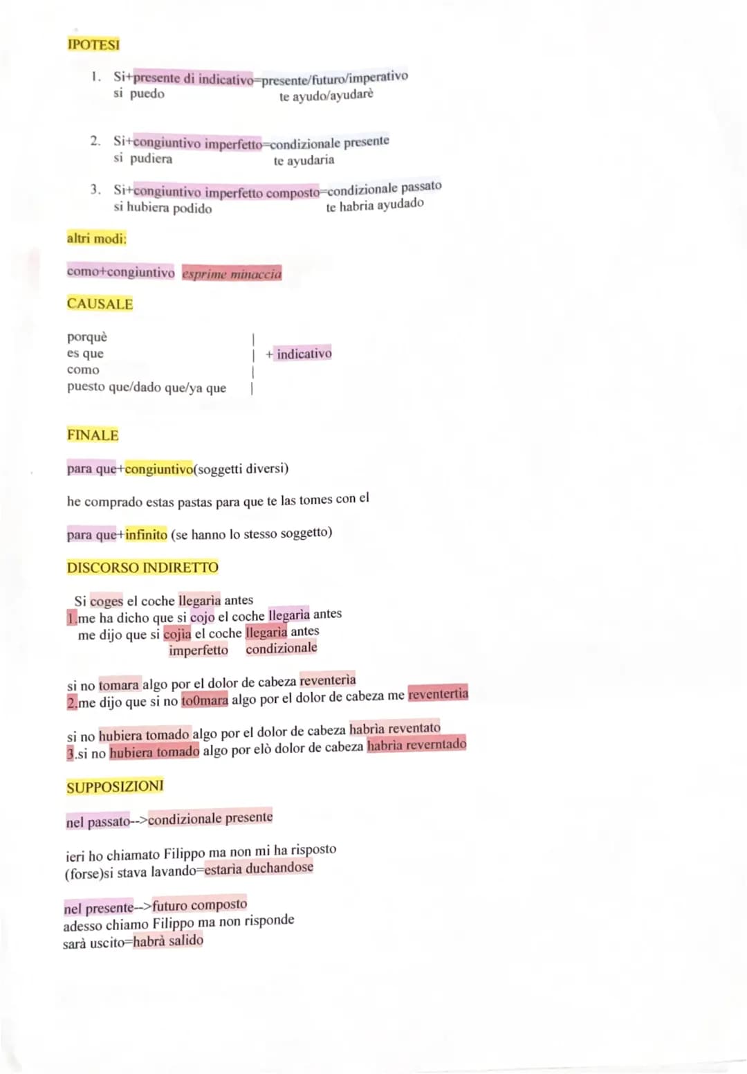 INDICATIVO O CONGIUNTIVO
PRINCIPALE
verbo di opinione
1.frasi interrogative
2.frasi interrogative indirette
3.verbo affermativo
4.no se/no s