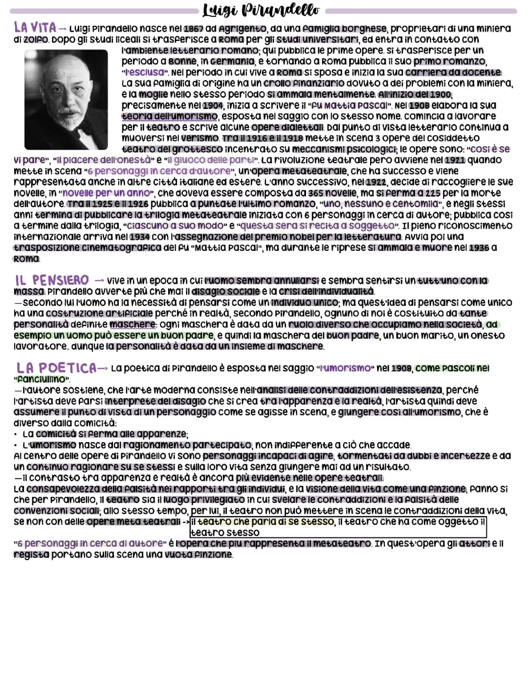 Luigi Pirandello: Vita in Breve e Opere Importanti