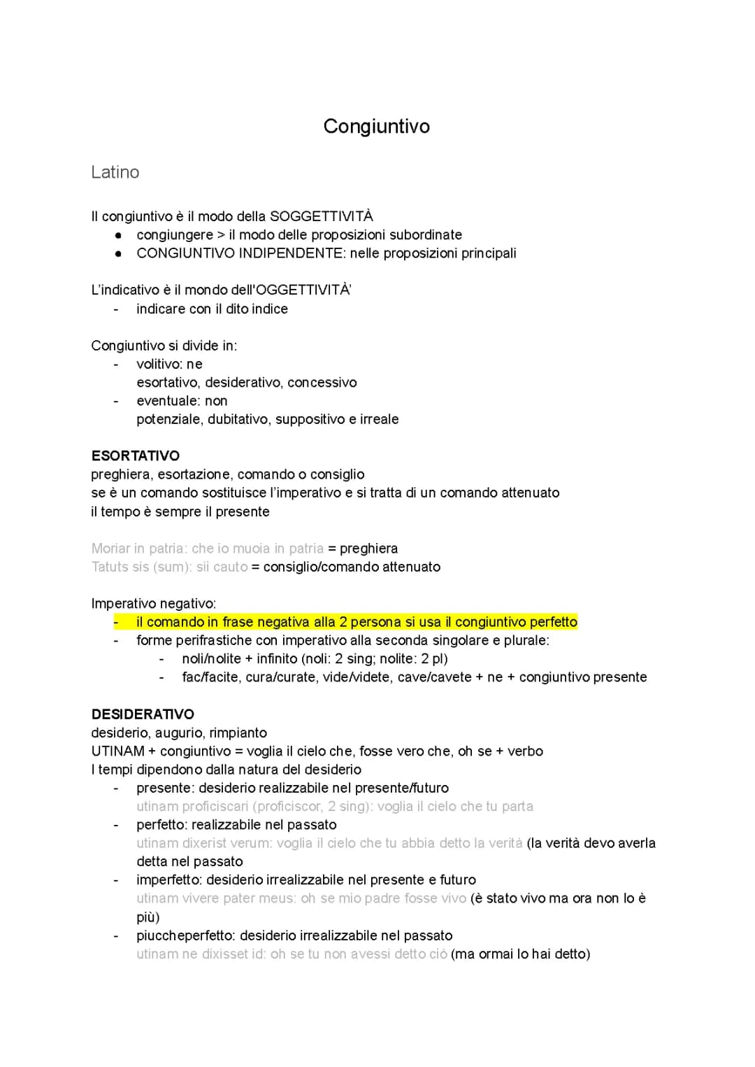 Esempi e Regole del Congiuntivo in Greco e Latino: Esortativo, Desiderativo e Altro