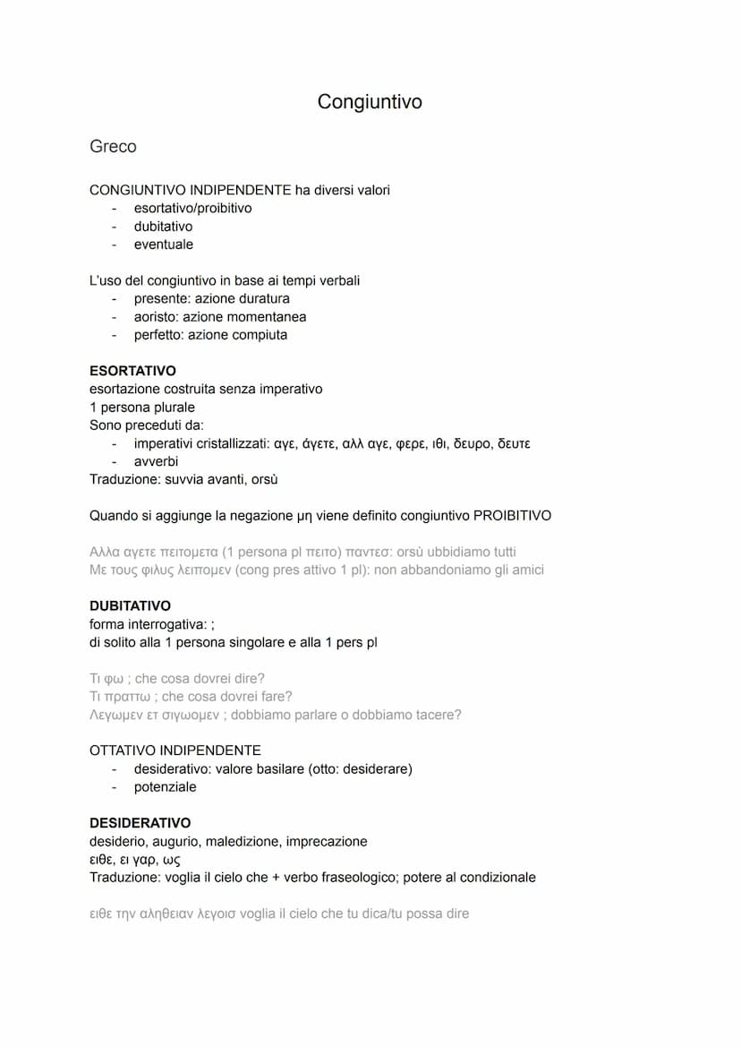 Latino
Congiuntivo
Il congiuntivo è il modo della SOGGETTIVITÀ
• congiungere il modo delle proposizioni subordinate
CONGIUNTIVO INDIPENDENTE