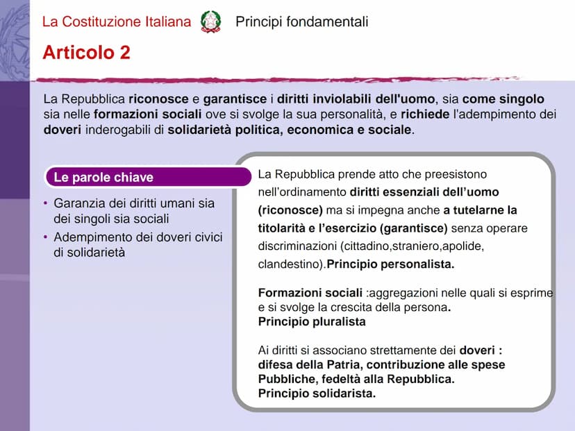 La Costituzione Italiana
REPUBBLICA ITALIANA La Costituzione Italiana
Alla caduta del Fascismo si ripristinò la libertà e
rinacquero i parti