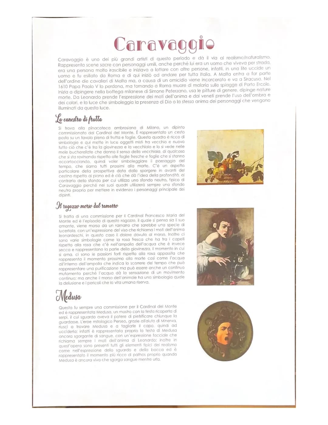 Caravaggio
Caravaggio è uno dei più grandi artisti di questo periodo e dà il via al realismo/naturalismo.
Rappresenta scene sacre con person