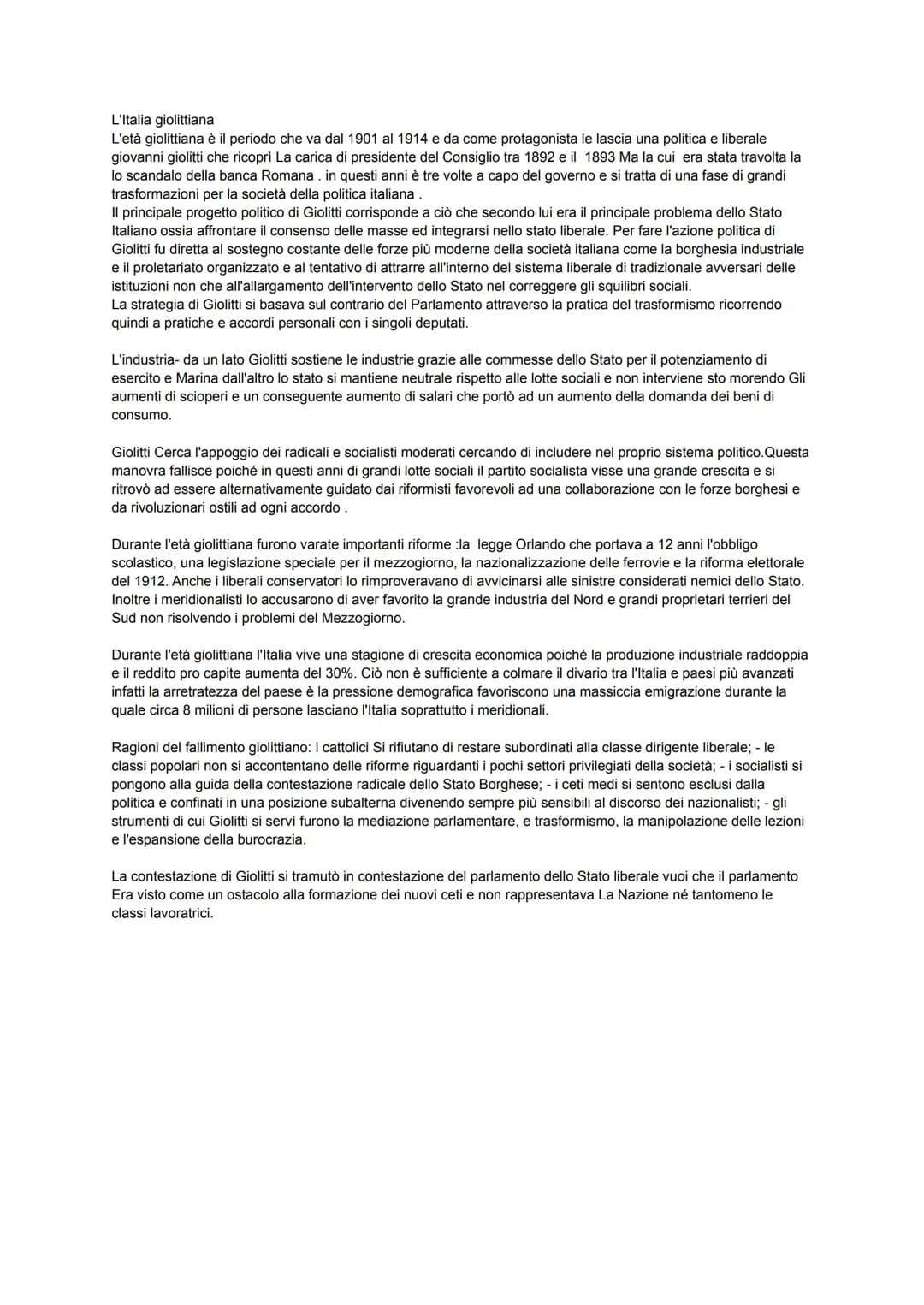 L'Italia giolittiana
L'età giolittiana è il periodo che va dal 1901 al 1914 e da come protagonista le lascia una politica e liberale
giovann