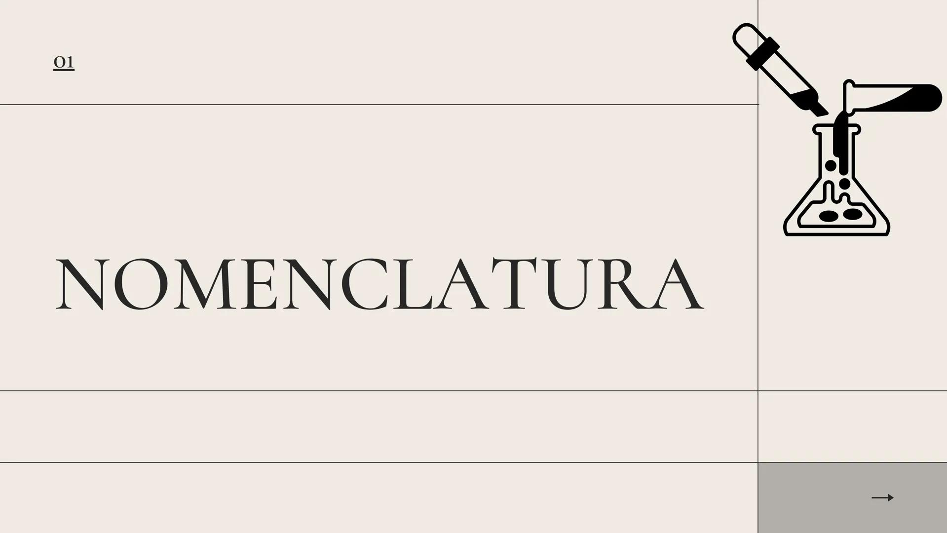 01
NOMENCLATURA Conosciamo due tipi di nomenclatura
IUPAC
Tradizionale La nomenclatura IUPAC descrive la molecola
sulla base della sua compo