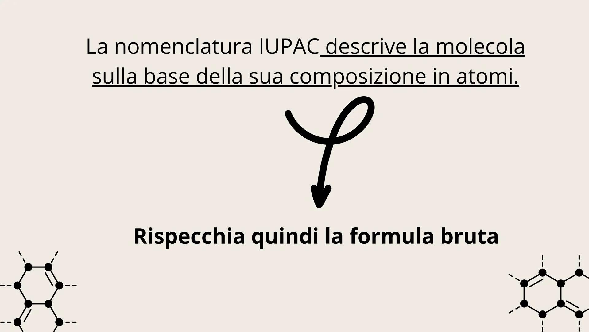 01
NOMENCLATURA Conosciamo due tipi di nomenclatura
IUPAC
Tradizionale La nomenclatura IUPAC descrive la molecola
sulla base della sua compo