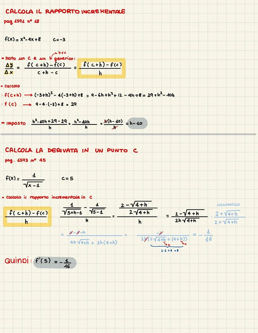 Date :
o una FUNZIONE qualunque
o TANGENTE in un punto
e il mumero:
Ay
Ax
=
DERIVATE
RAPPORTO INCREHENTALE
Relativo al punto Xo e all'increm