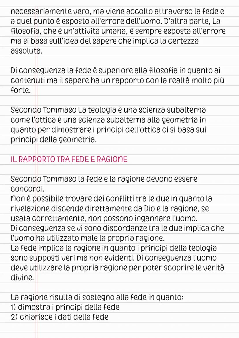 Tommaso d'Acquino
Tutti gli uomini tendono al sapere
1) Ogni cosa tende alla propria perfezione.
La perfezione dell'uomo si può riconciliare
