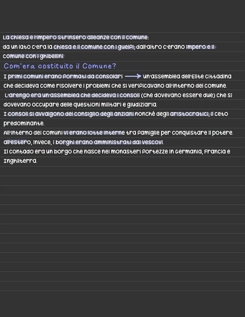 Una nuova istituzione
Il comune
La nascita dei comuni
Fino ad ora abbiamo visto que istituzioni: il papato e l'impero.
Nell'11 secolo nascon