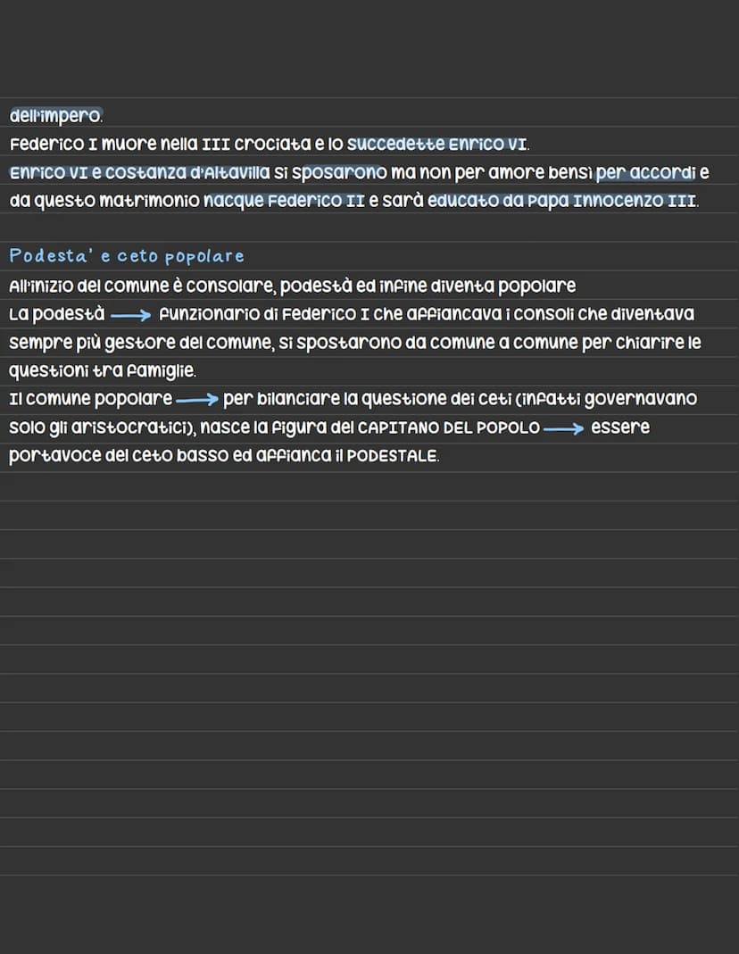 Una nuova istituzione
Il comune
La nascita dei comuni
Fino ad ora abbiamo visto que istituzioni: il papato e l'impero.
Nell'11 secolo nascon