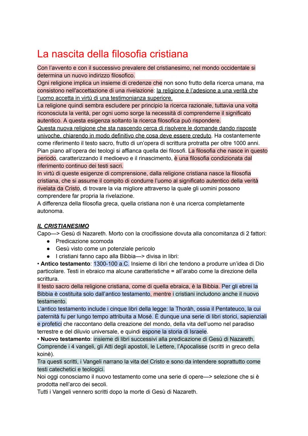 La nascita della filosofia cristiana
Con l'avvento e con il successivo prevalere del cristianesimo, nel mondo occidentale si
determina un nu