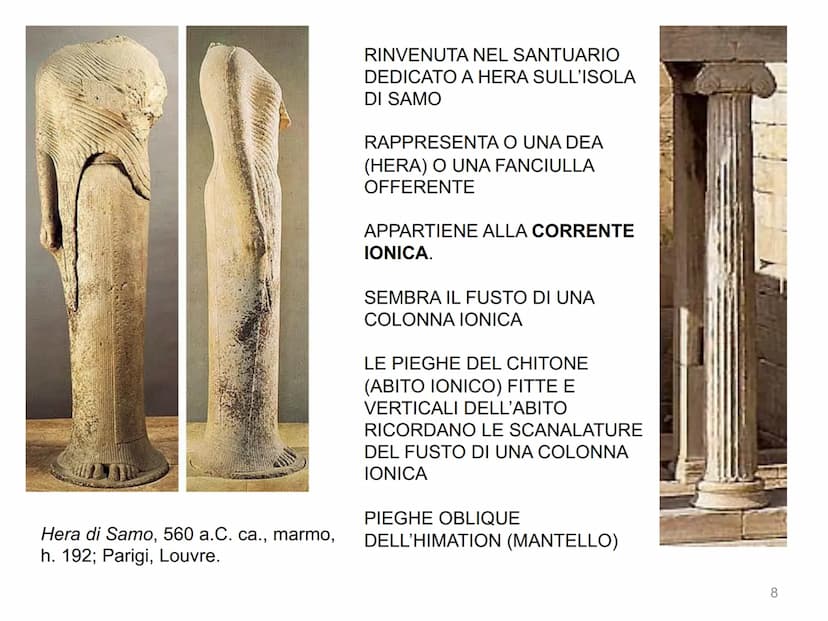 LA SCULTURA GRECA
1 Dama di Auxerre, 630 a.C. ca., calcare, h. 65 cm;
Parigi, Louvre
LA SCULTURA DEDALICA
SI SVILUPPO' A CRETA (ELENIZZATA)
