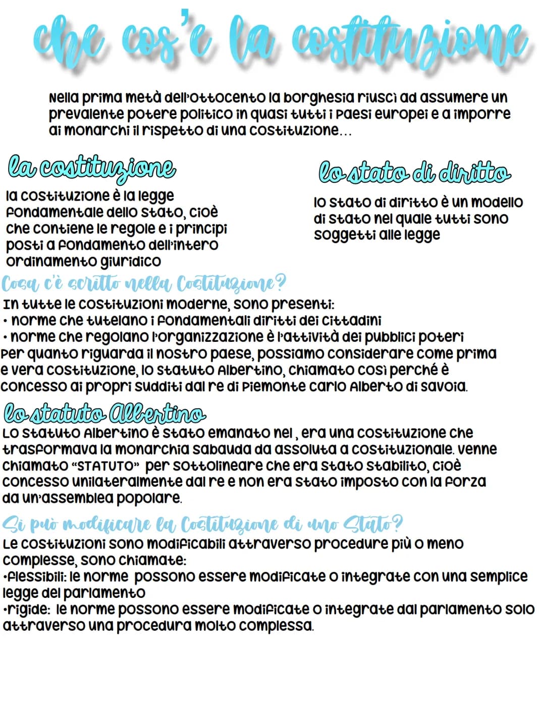 che cos'è la costituzione
Nella prima metà dell'Ottocento la borghesia riuscì ad assumere un
prevalente potere politico in quasi tutti i pae