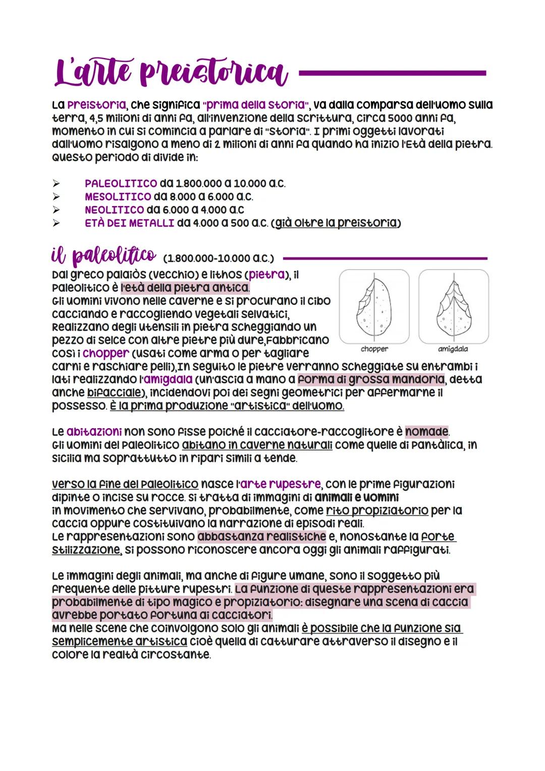 L'arte preistorica
La preistoria, che significa "prima della storia", va dalla comparsa dell'uomo sulla
terra, 4,5 milioni di anni fa, all'i