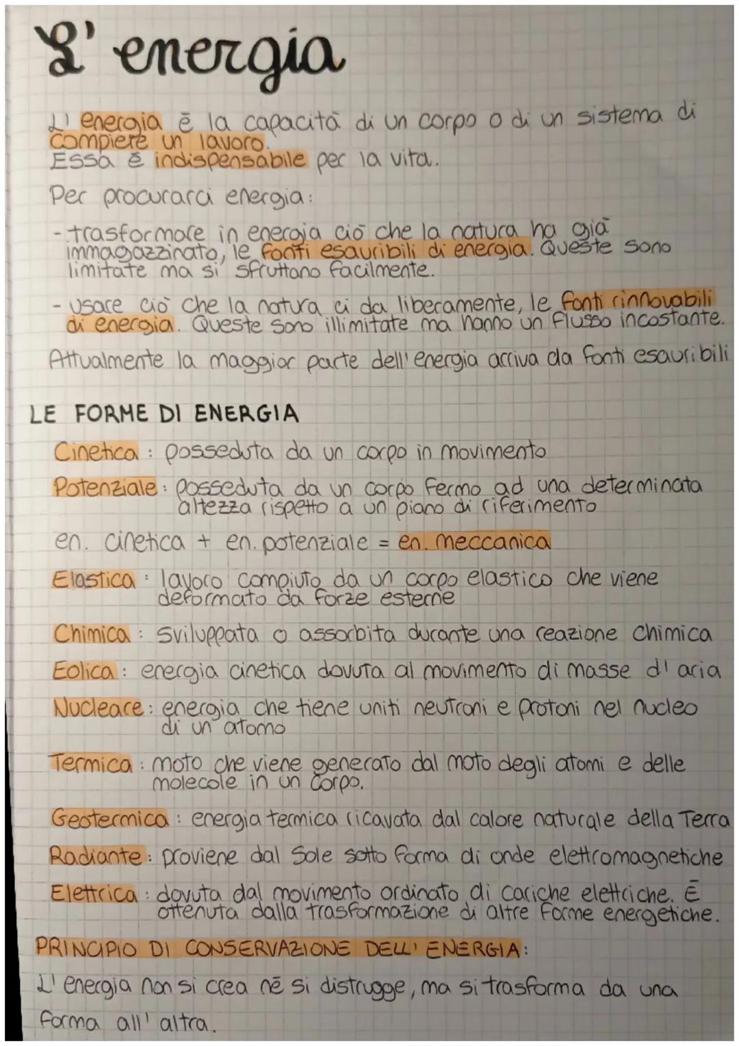 L'energia
L'energia è la capacità di un corpo o di un sistema di
Compiere un lavoro.
Essa é indispensabile per la vita.
Per procurarci energ