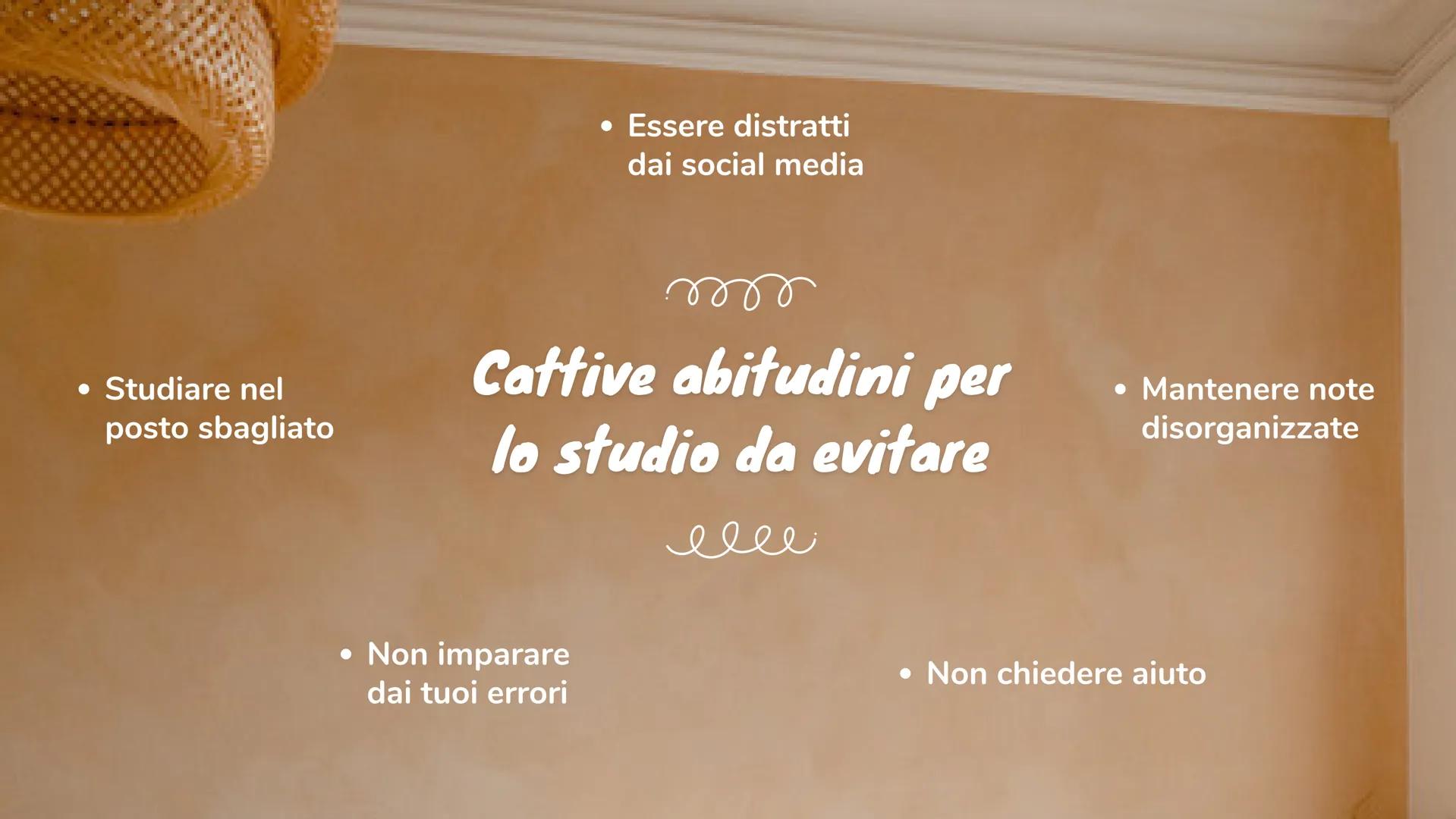 Metodo di
STUDIO 6 consigli per un
buon metodo di
studio
L'ORDINE
L'ordine è importante, organizza al
meglio la tua scrivania così non ti
do