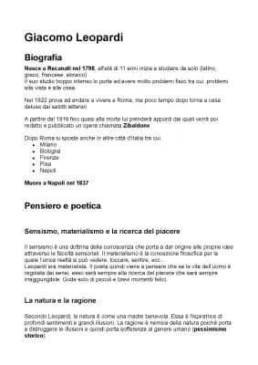 Know Leopardi, Naturalismo e verismo, Verga, Carducci, Pascoli, D'Annunzio, Gozzano, Corazzini, Futurismo, Marinetti, Pirandello, Ungaretti, Montale, Primo Levi e Italo Calvino. thumbnail