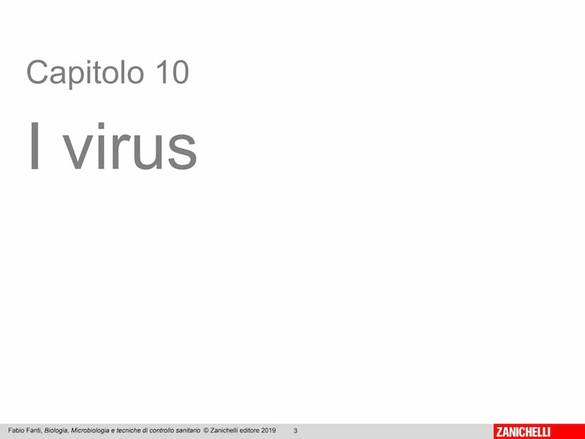 ZANICHELLI Fabio Fanti
Biologia,
microbiologia
e tecniche di
controllo sanitario Capitolo 10
I virus
Fabio Fanti, Biologia, Microbiologia e 