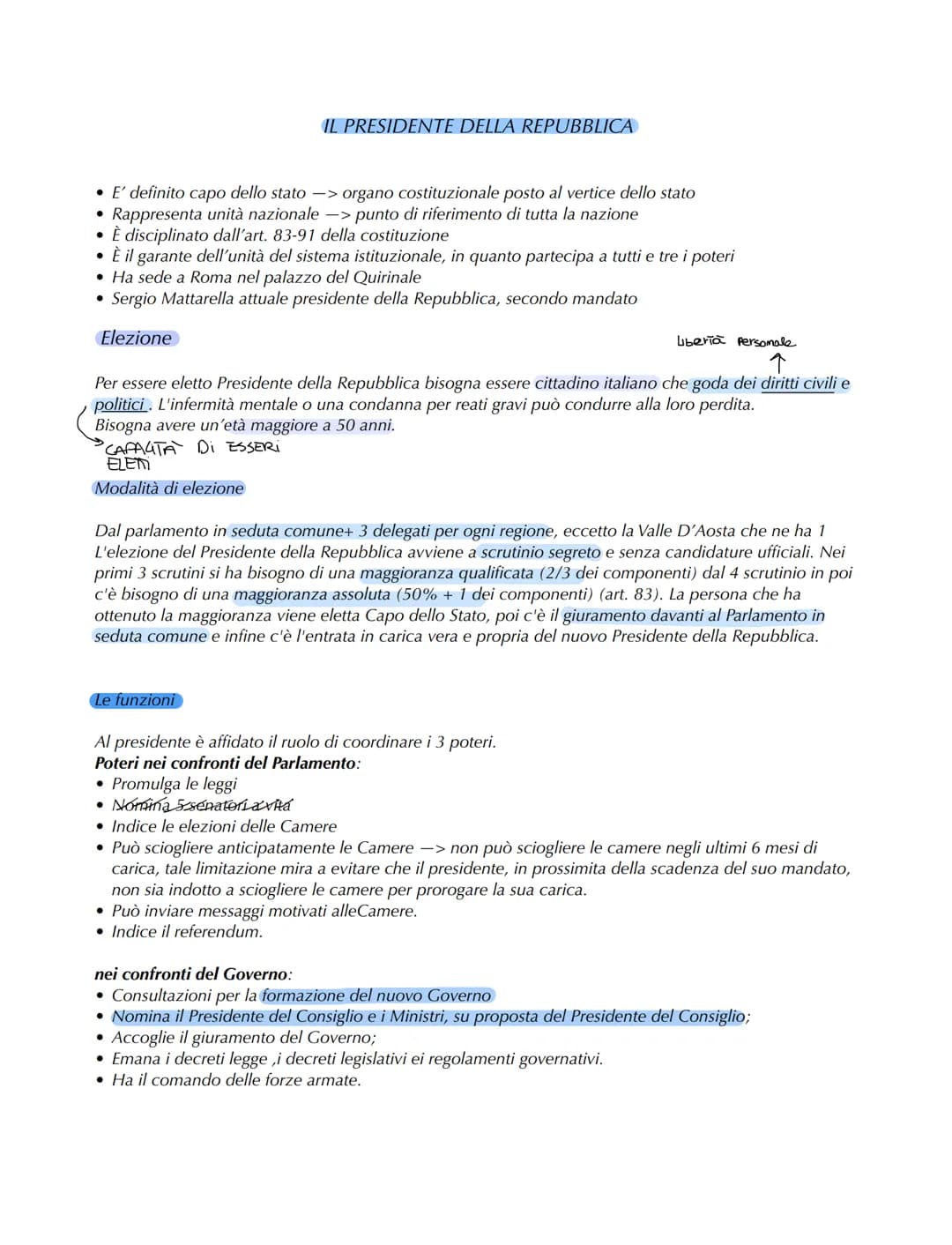 • E' definito capo dello stato -> organo costituzionale posto al vertice dello stato
• Rappresenta unità nazionale -> punto di riferimento d