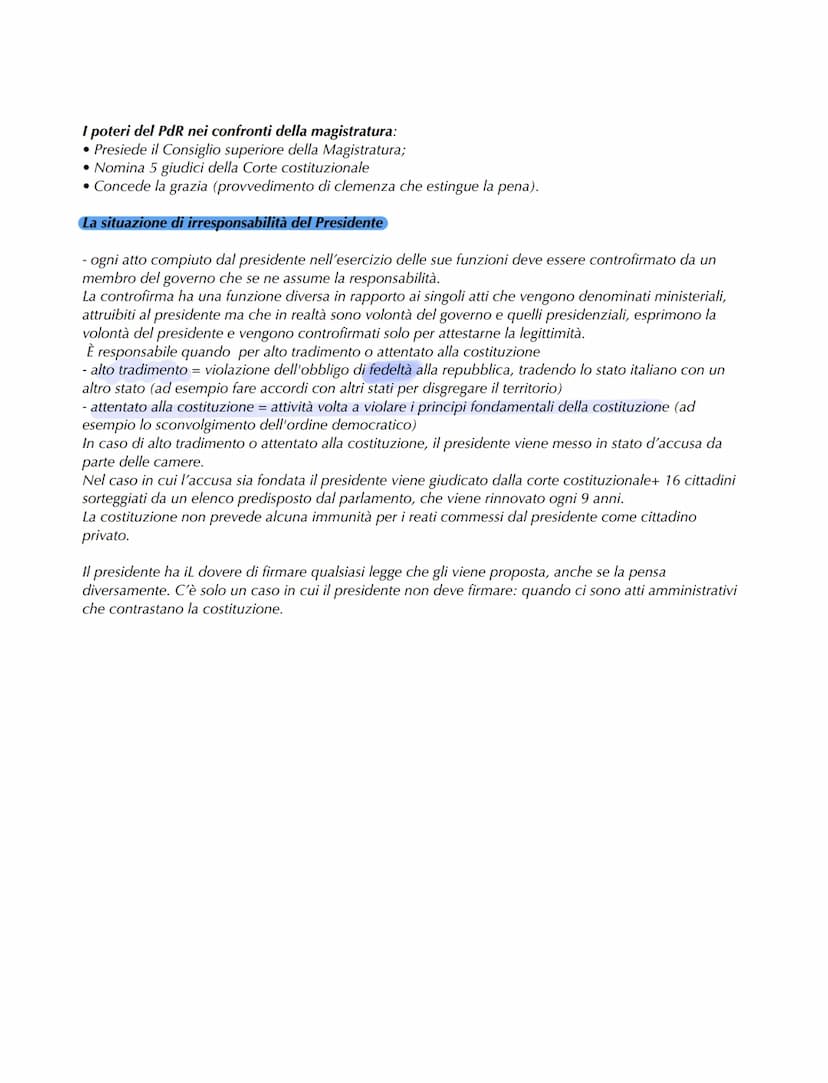 • E' definito capo dello stato -> organo costituzionale posto al vertice dello stato
• Rappresenta unità nazionale -> punto di riferimento d