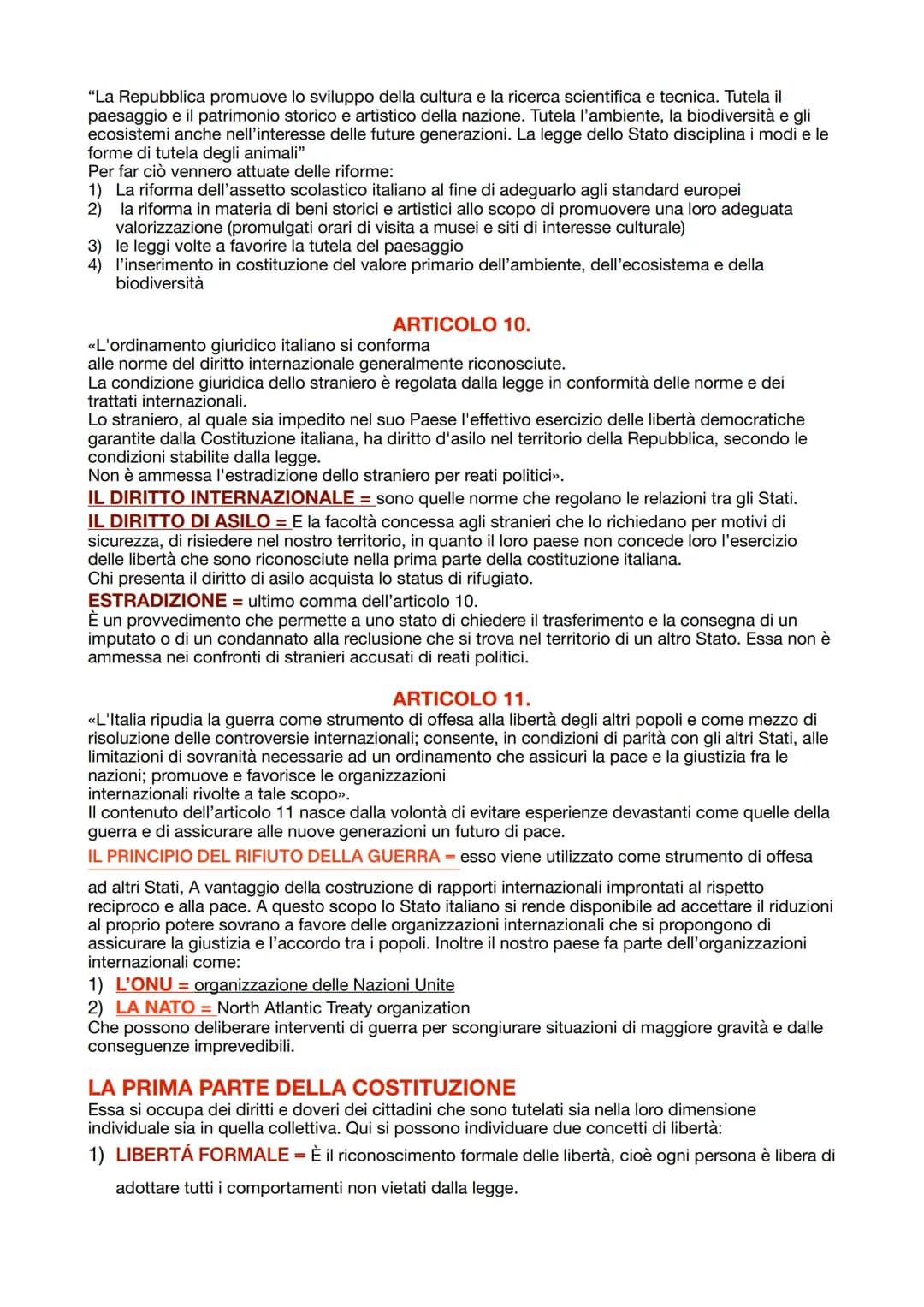 DIRITTO
LA COSTITUZIONE
ITALIANA
La costituzione italiana è la legge fondamentale dello Stato. Essa fu pronta nell'arco di un anno e
mezzo E
