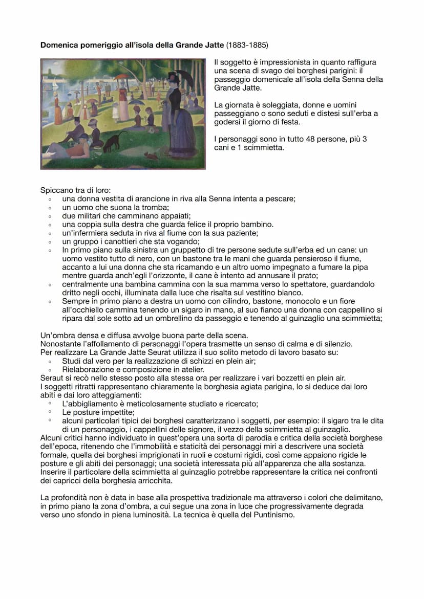 Postimpressionismo
All'incirca dal 1880/1885 fino alla fine dell'800, dunque durante l'ultimo ventennio del XIX secolo,
si sviluppa in Franc