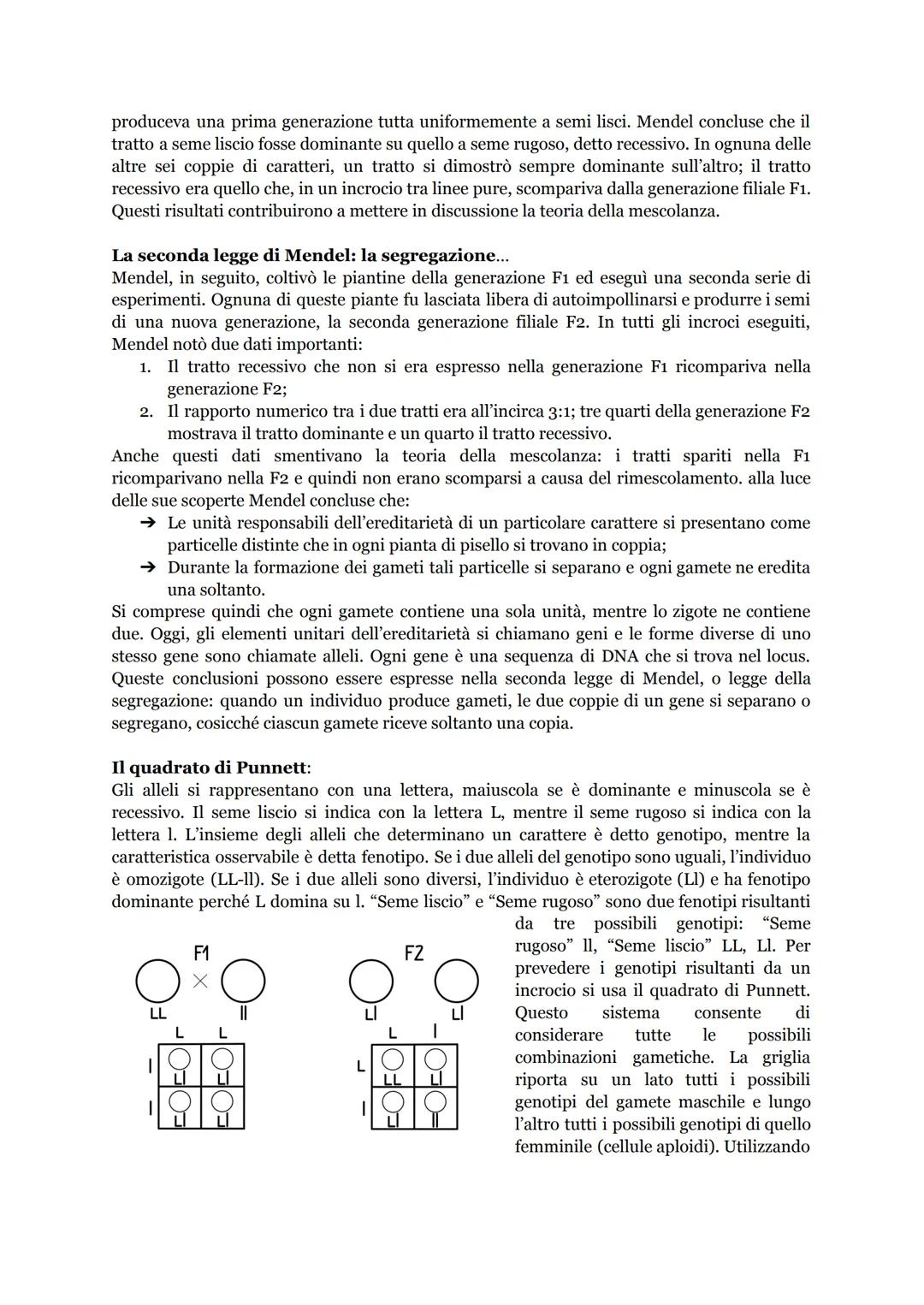 Gregor Mendel e la genetica dell'Ottocento:
La genetica è lo studio delle leggi e dei meccanismi che permettono la trasmissione dei
caratter