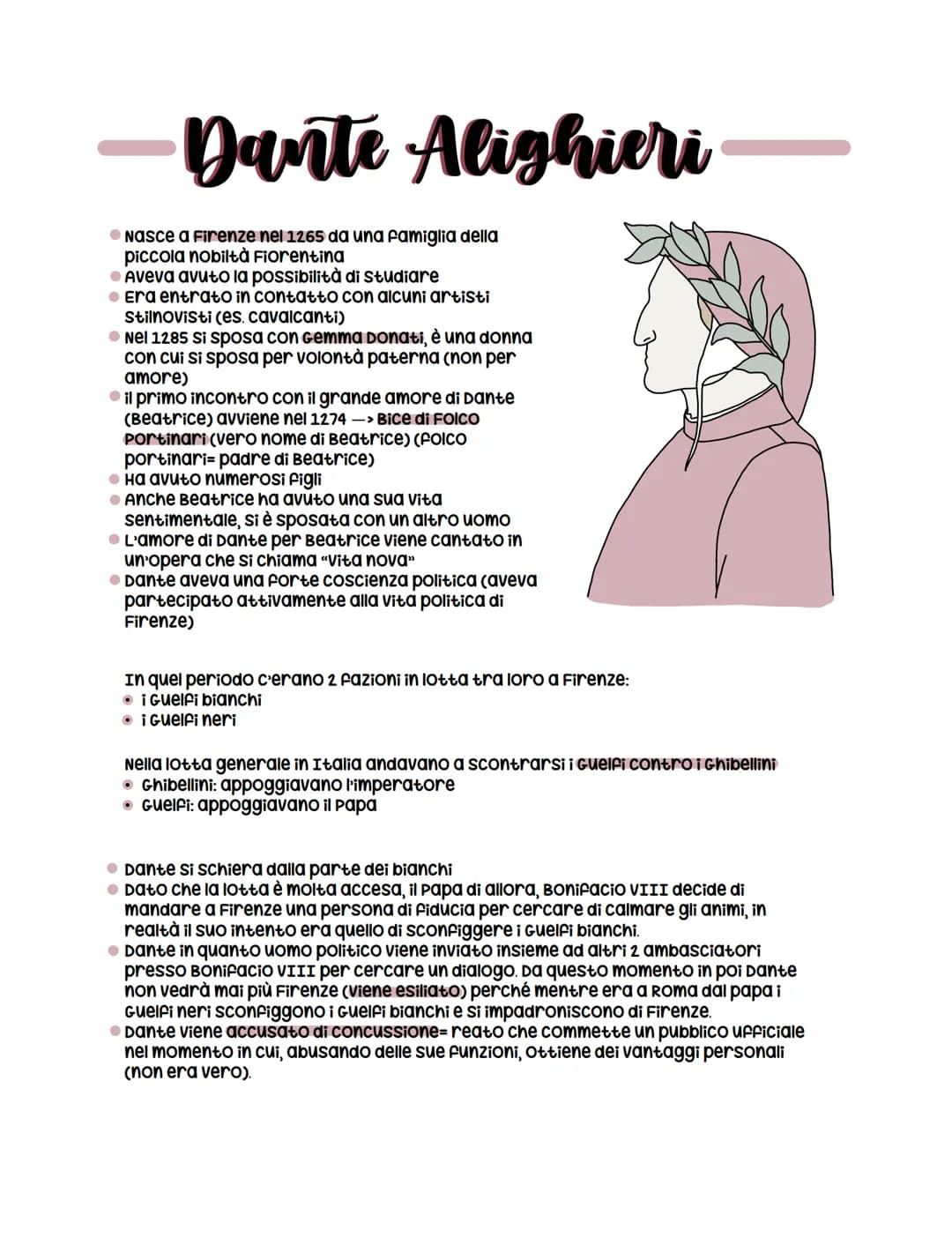 Dante Alighieri
Nasce a Firenze nel 1265 da una famiglia della
piccola nobiltà Fiorentina
Aveva avuto la possibilità di studiare
Era entrato