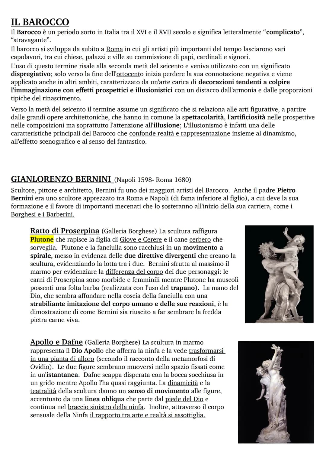 IL BAROCCO
Il Barocco è un periodo sorto in Italia tra il XVI e il XVII secolo e significa letteralmente "complicato",
"stravagante".
Il bar