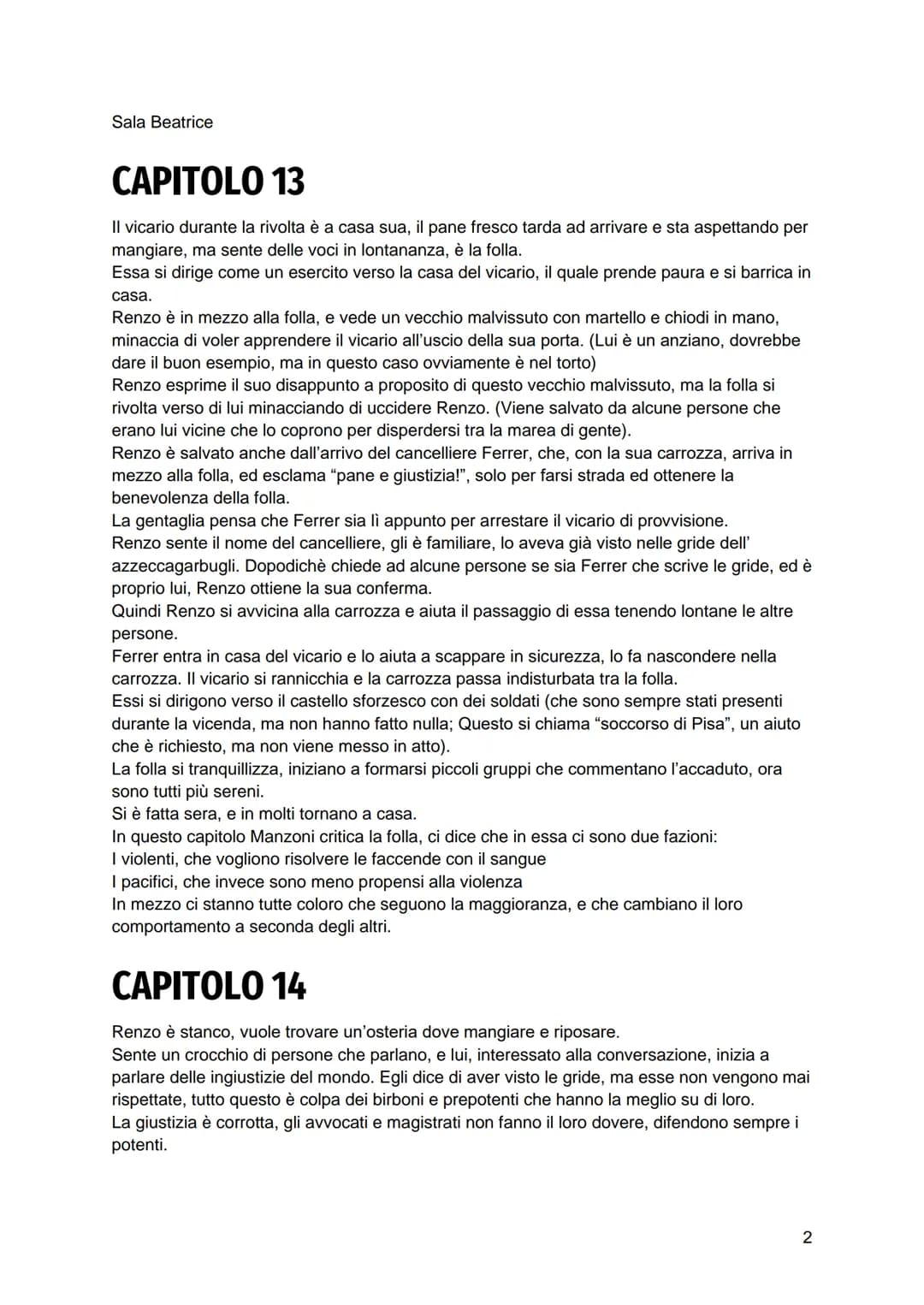 Sala Beatrice
CAPITOLO 12
Il contesto
Renzo è a Milano, ed è proprio in questi giorni che sta per avvenire l'assalto ai forni/la rivolta
del