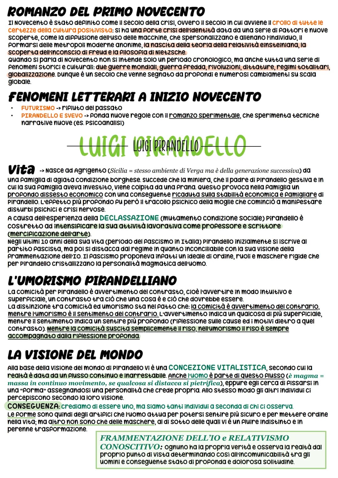 ROMANZO DEL PRIMO NOVECENTO
Il Novecento è stato definito come il secolo della crisi, ovvero il secolo in cui avviene il crollo di tutte le
