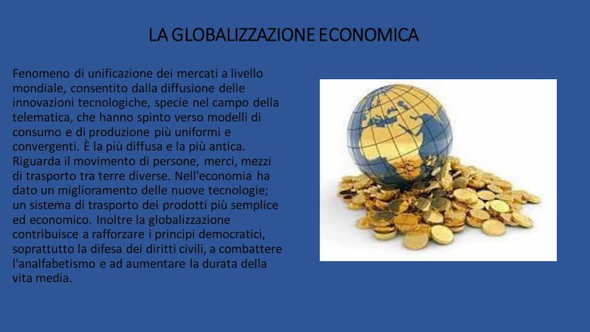 GLOBALIZZAZIONE
RICERCA DI ILARIA DE NARDO 3°A.
2022/2023 CHE COS'È?
La globalizzazione è il processo che
porta alla formazione di un unico
