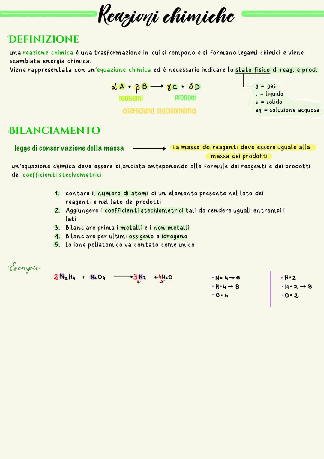 Reazioni chimiche
DEFINIZIONE
una reazione chimica è una trasformazione in cui si rompono e si formano legami chimici e viene
scambiata ener