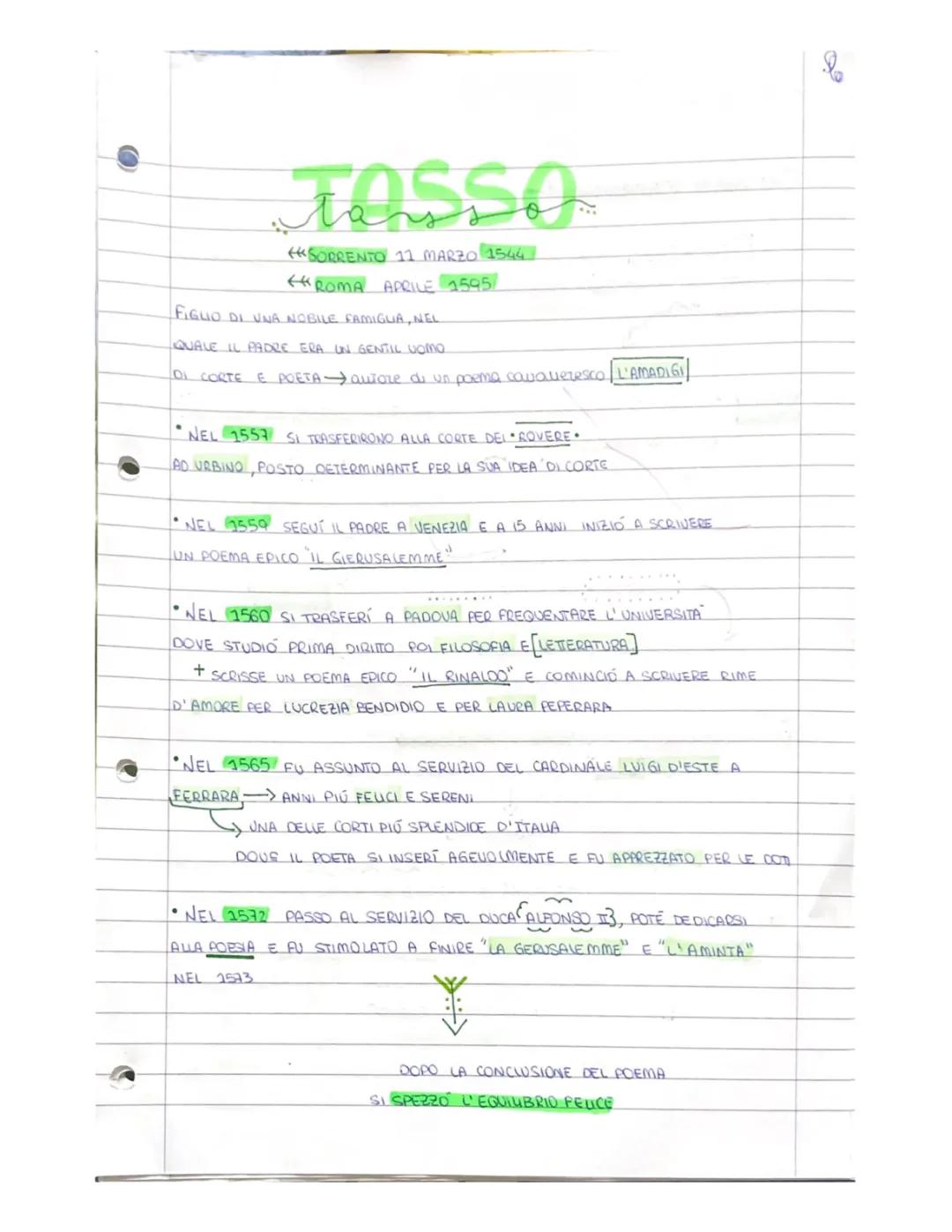 Torquato Tasso: Vita e Opere - Riassunto Semplificato