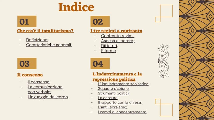 Comunismo - Fascismo - Nazismo
TRE REGIMI TOTALITARI A CONFRONTO
Progetto realizzato da Martina Russo 01
Che cos'è il totalitarismo?
Indice
