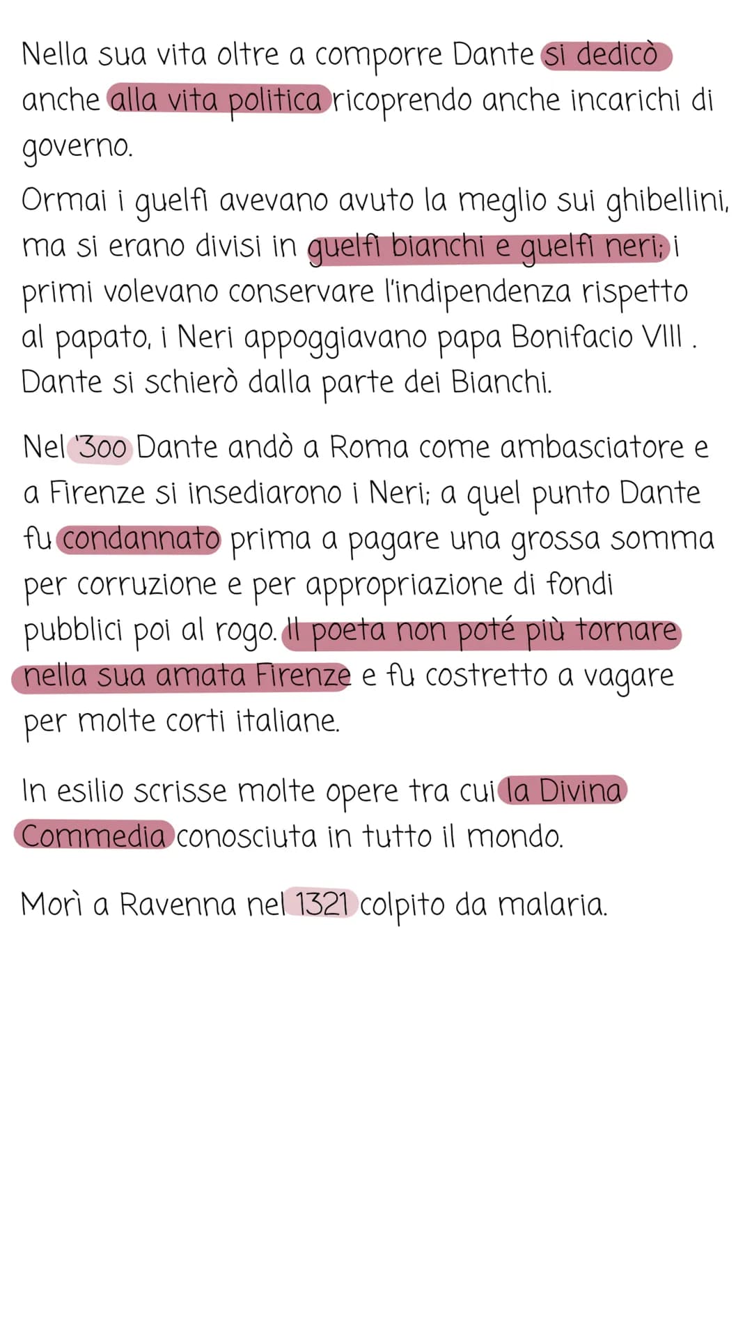 Dante Alighieri
Dante è il primo dei nostri "classici".
Nacque a Firenze nel 1265 e morì in esilio a Ravenna
nel 1321. Visse in un periodo m