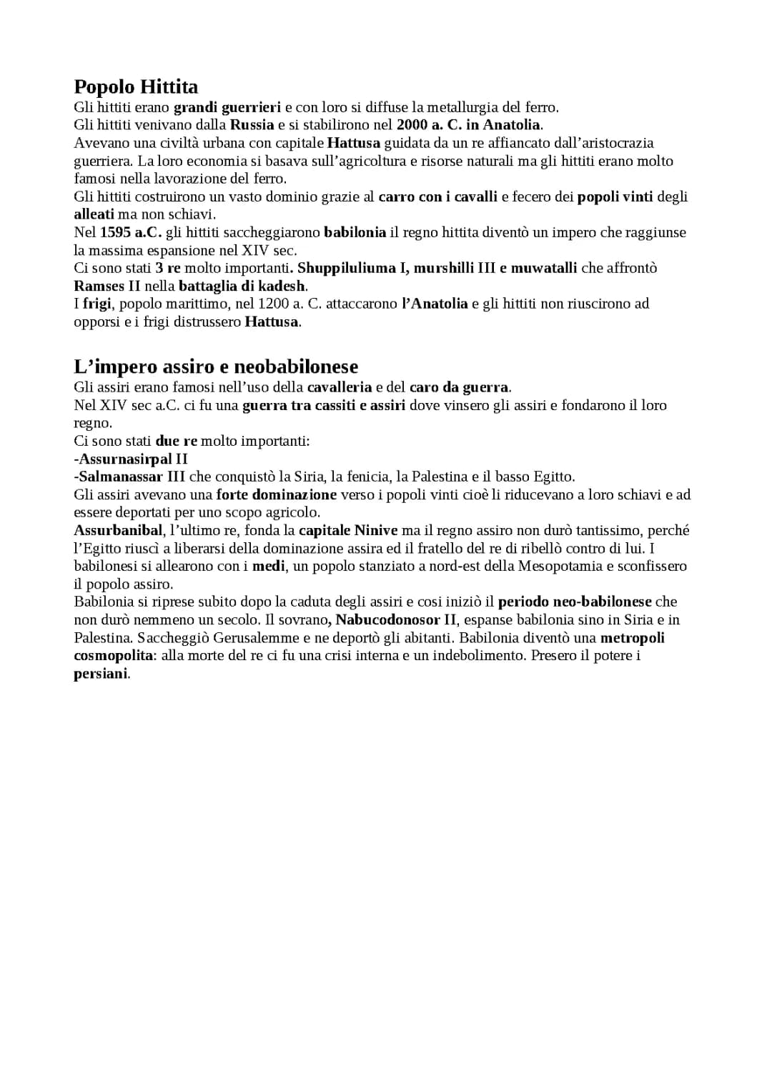 Popolo ittita, impero assiro-babilonese