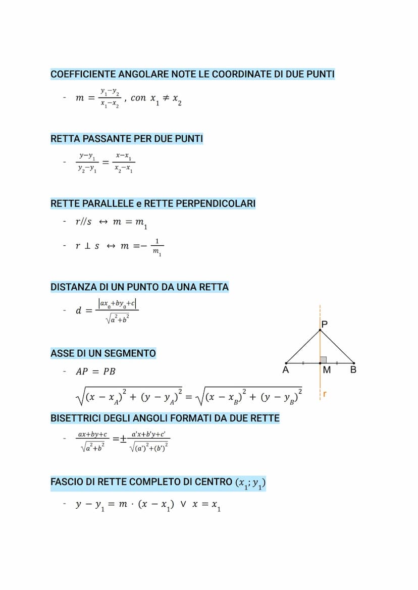 DISTANZA FRA DUE PUNTI
per y₁= y₂ ⇒ AB =
A
B
per x₁ = x ⇒ AB =
A
B
caso generale AB = 1
X =
M
PUNTO MEDIO DI UN SEGMENTO
y +YB
2
x+x
2
=
>
₂