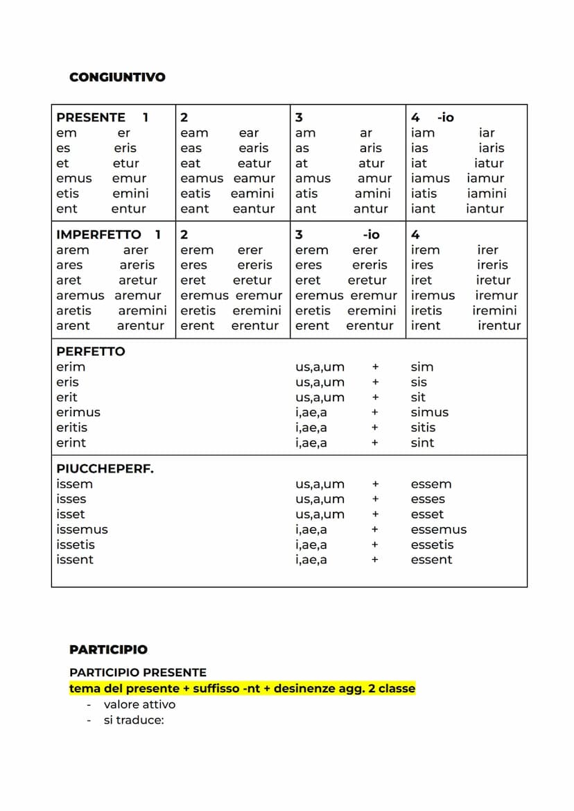 DECLINAZIONI
1
a
ae
ae
am
5 o c
a
a
3 mef
.../is
is
em
.../is
e
4 neutro
3 3 3 3 3 3
u
us
ae
arum
is
as
ae
is
O
S
t
mus
tis
nt
TEMPI VERBALI