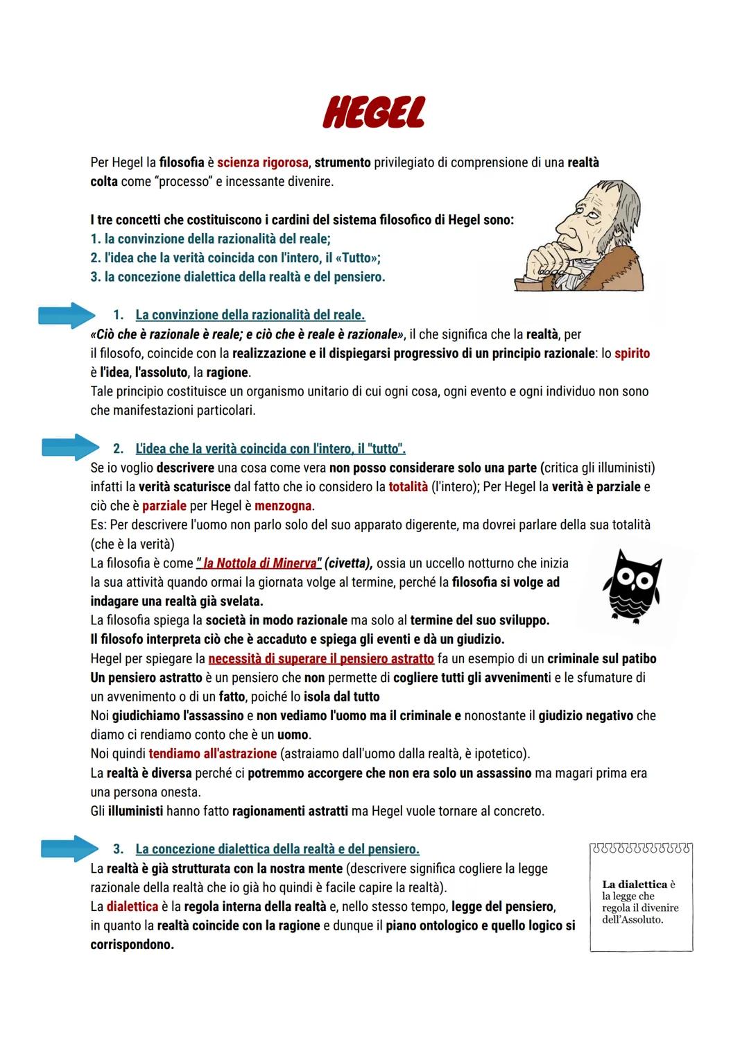HEGEL
Per Hegel la filosofia è scienza rigorosa, strumento privilegiato di comprensione di una realtà
colta come "processo" e incessante div