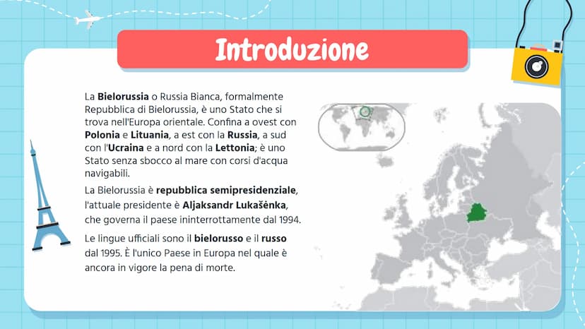 AIRPLAS
Gli stati europei:
La Bielorussia
Luce Joan Ruffato
PASSPORT 01
03
Introduzione
Le informazioni
essenziali sulla
Bielorussia
Società