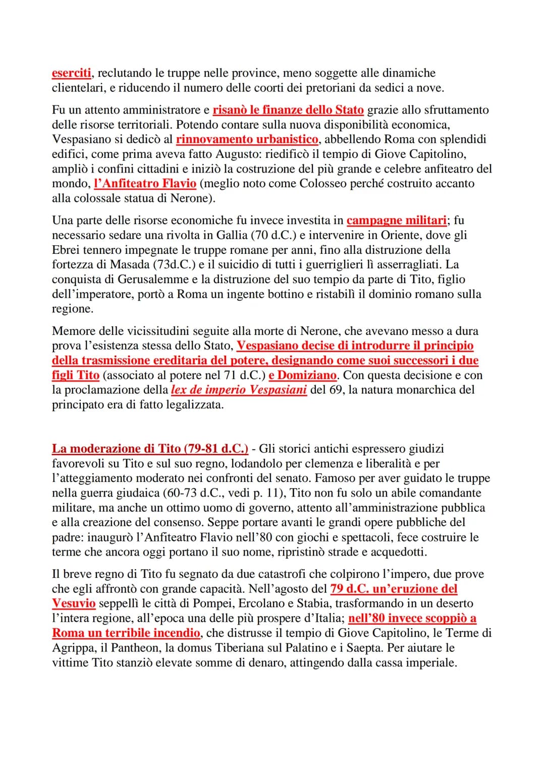 ETA' FLAVIA E PLINIO IL VECCHIO
Alla morte di Nerone (68 d.C.) il senato si rivelò incapace di imporre la propria
autorità sui diversi corpi
