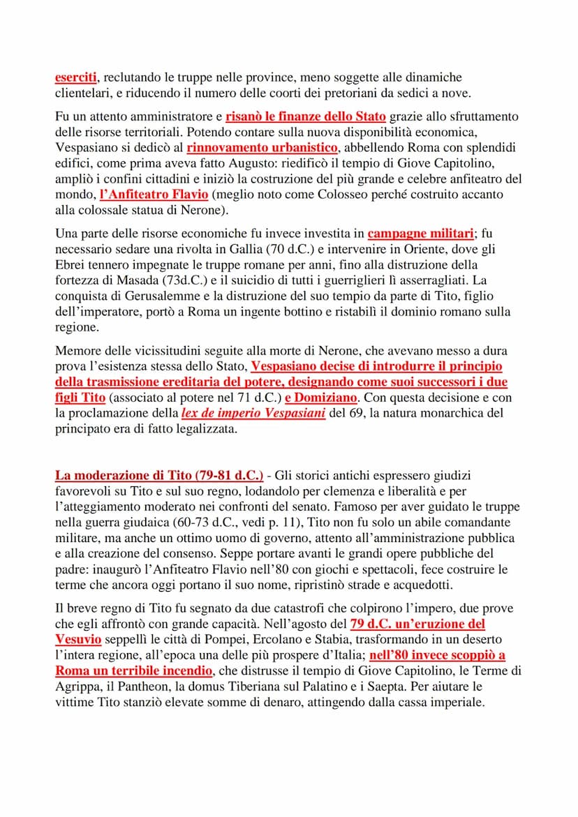 ETA' FLAVIA E PLINIO IL VECCHIO
Alla morte di Nerone (68 d.C.) il senato si rivelò incapace di imporre la propria
autorità sui diversi corpi