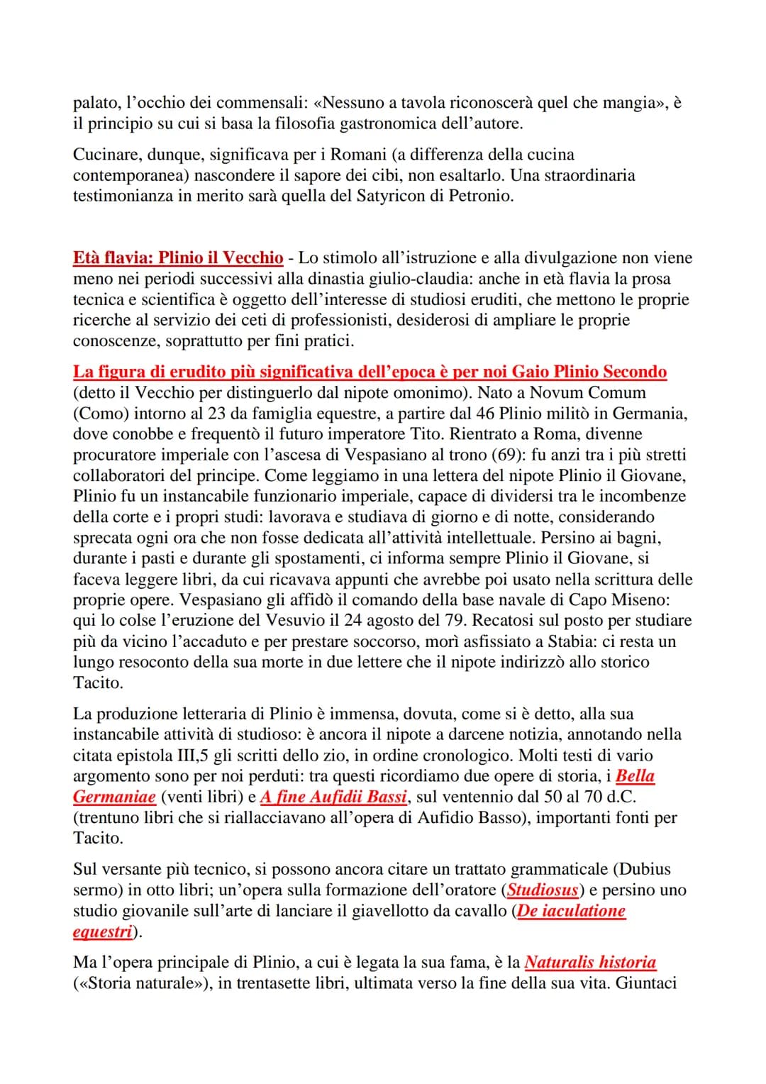 ETA' FLAVIA E PLINIO IL VECCHIO
Alla morte di Nerone (68 d.C.) il senato si rivelò incapace di imporre la propria
autorità sui diversi corpi