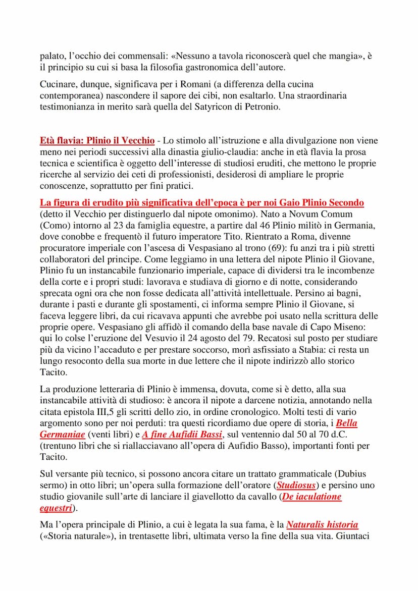 ETA' FLAVIA E PLINIO IL VECCHIO
Alla morte di Nerone (68 d.C.) il senato si rivelò incapace di imporre la propria
autorità sui diversi corpi