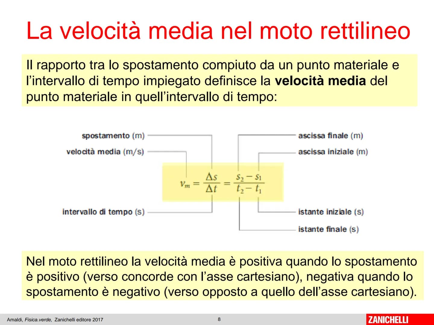 Capitolo 6
La velocità
Amaldi, Fisica.verde, Zanichelli editore 2017
1
ZANICHELLI Il punto materiale in movimento
Il moto di un oggetto può

